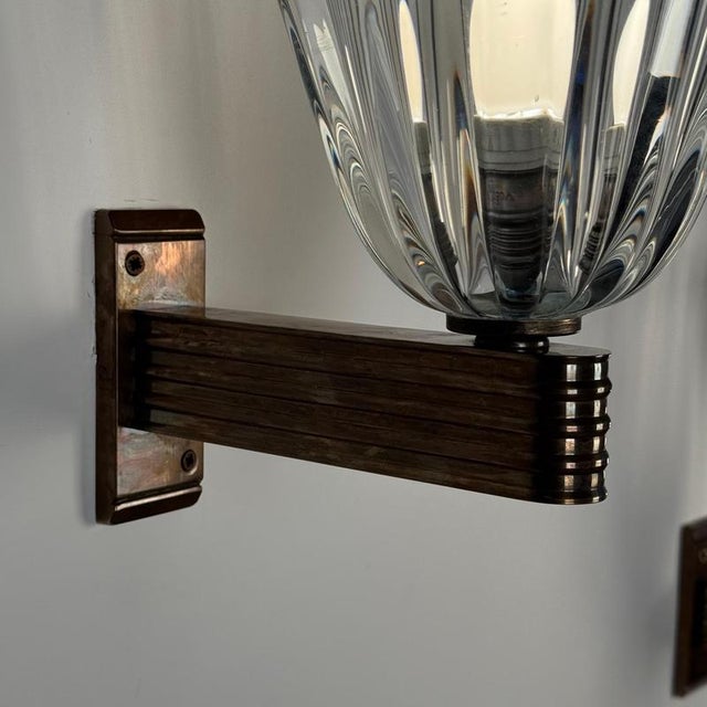 Large Wall Sconces by Ercole Barovier for Barovier & Toso, 1940s, Set of 2 For Sale - Image 9 of 17