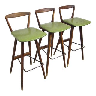 Vintage Mobel Industries Teak Bar Stools - Set of 3 For Sale