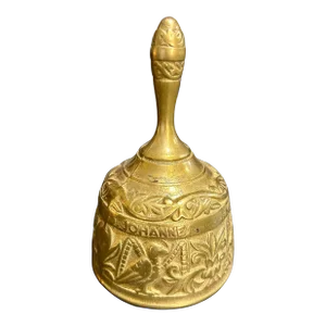 Vintage Solid Brass Sanctuary Bell Featuring Embossed Apostles and Animal Guardians