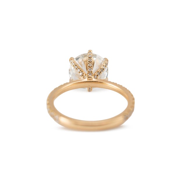 Metal 18k Yellow Gold 4.82ctw Round Brilliant Lab Grown Diamond Engagement Ring, Size 6 For Sale - Image 7 of 8