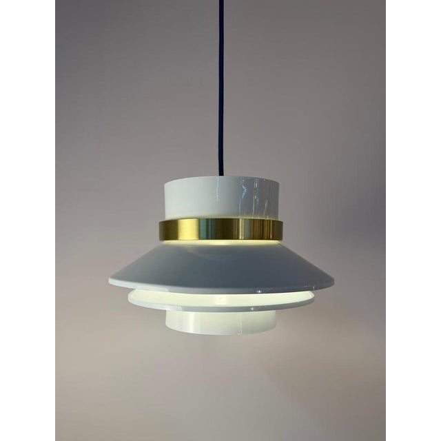 Danish High-Gloss White Brass Pendant Lamp For Sale - Image 11 of 11