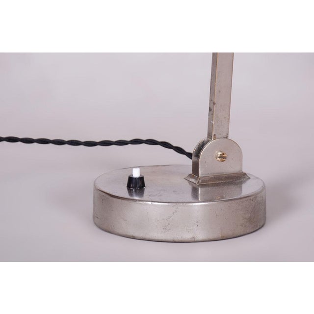 1930s Bauhaus Table Lamp in Nickel, Steel, and Glass, Czech, 1930s For Sale - Image 5 of 8