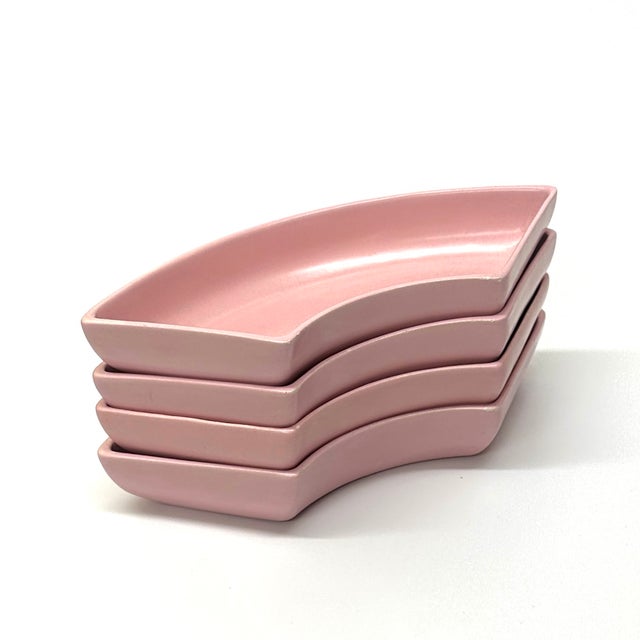 Pink Pink Mid Century Modern Ceramic Serving Dishes - Set of 5 For Sale - Image 8 of 12