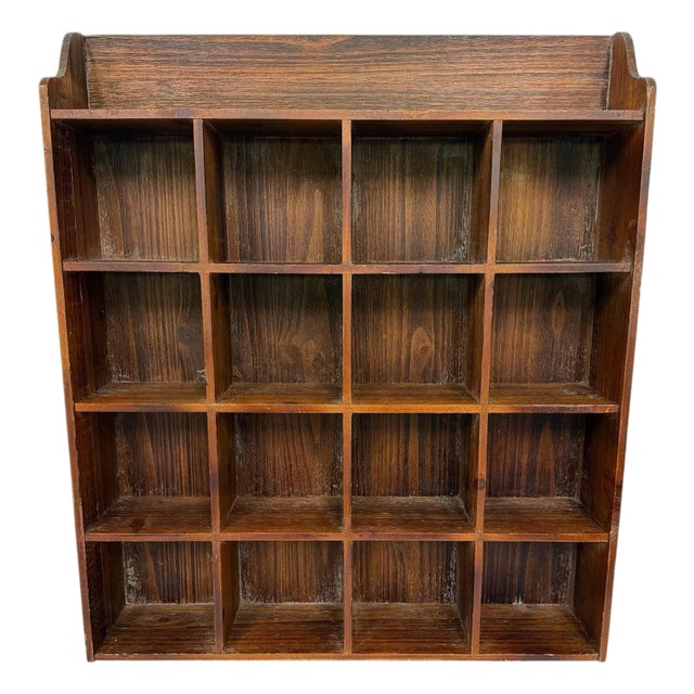 Vintage Wood Cubby Hole Cupboard, Wall Mount or Tabletop For Sale