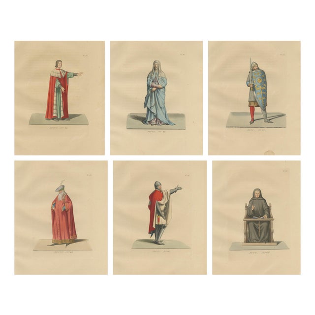 Medieval Costumes, 1860, Paper, Set of 6 For Sale