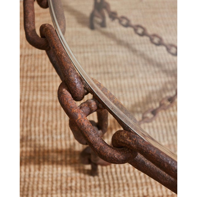 Vintage Brutalist Linked Chain Round Coffee Table For Sale - Image 12 of 14