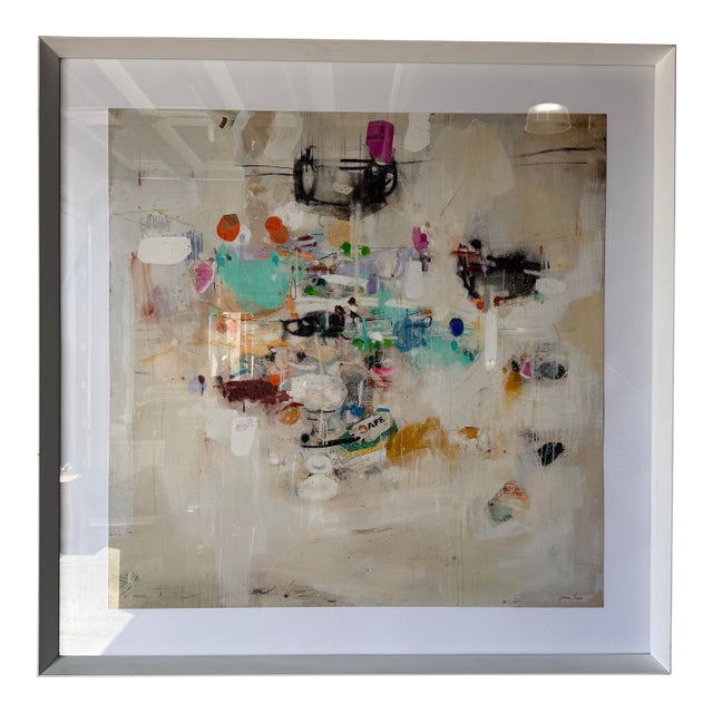 Juanma Reyes “Tendedero” Spanish Expressionist Abstract Mixed Media Collage Painting, Signed For Sale