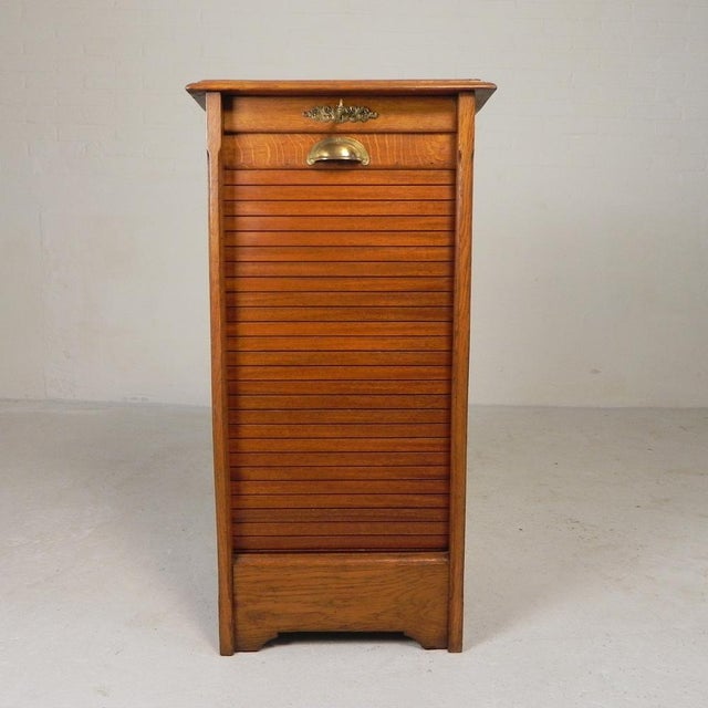 Oak Roller Shutter Cabinet with Shutter, 1930s For Sale - Image 6 of 18