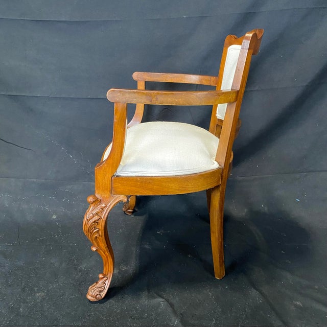 1900 - 1909 French Louis XV Carved Walnut Chair and Ottoman -Set of 2 For Sale - Image 5 of 12