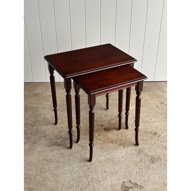 Brown Pair of Vintage Mahogany Nesting Tables For Sale - Image 8 of 17