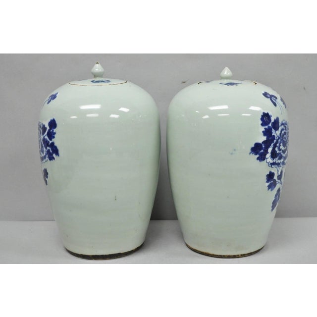 Antique Chinese Phoenix Bird Celadon Green Porcelain Covered Ginger Jar - Pair For Sale - Image 15 of 18