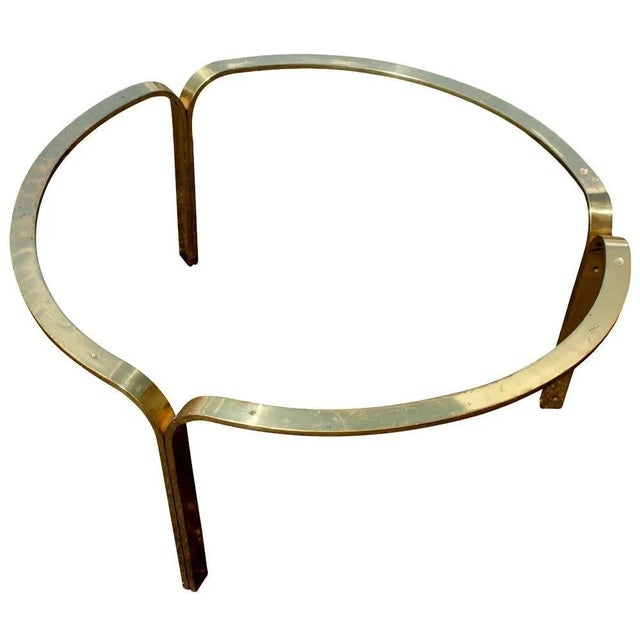 Nicos Zographos Nicos Zographos Brass & Glass Ribbon Coffee Table For Sale - Image 4 of 7
