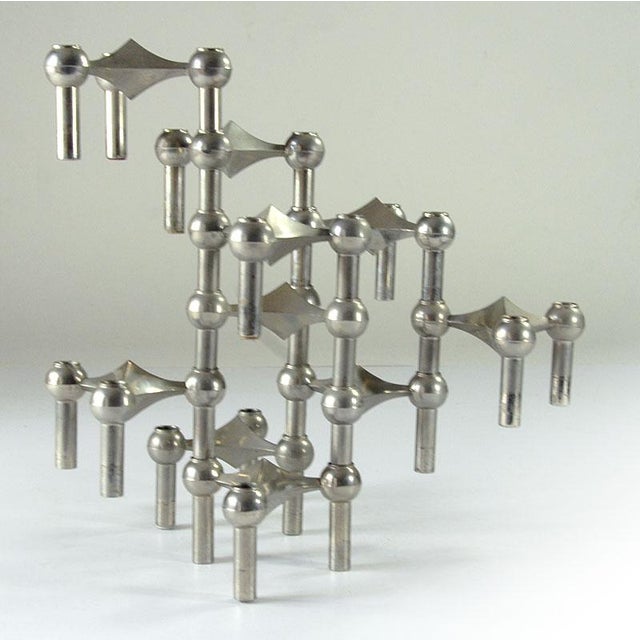 Modular Candleholder by W. Stoff & H. Nagel for Bayerische Metall Fabrik, 1970s, Set of 8 For Sale - Image 6 of 9