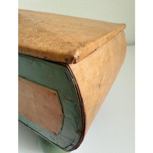 Vintage Goat Leather Wrapped Folk Art Box For Sale - Image 9 of 11
