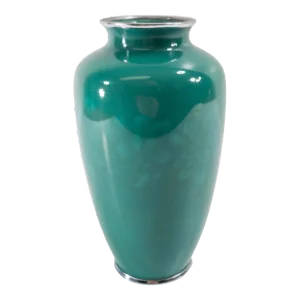 20th Century Japanese Cloisonne Enamel Green Vase