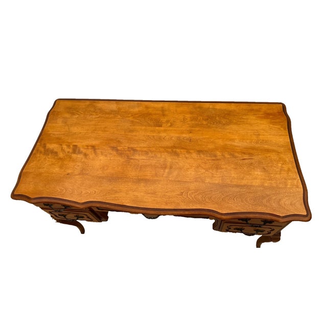 French Vintage French Desk By: California Furniture Shops Ltd. Five Carved Drawers For Sale - Image 3 of 14