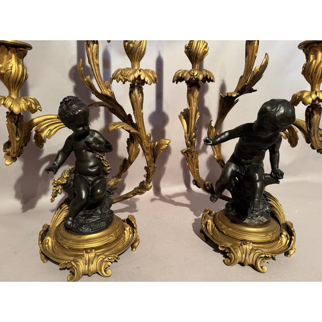 Circa 1880 Rozet Louis XV Gilt Bronze Candelabras, Pair For Sale - Image 15 of 18