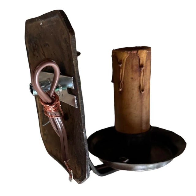 Bronze Pai of Cast Brass Sconces in Original Bronzing Patina, Circa 1920 For Sale - Image 8 of 9