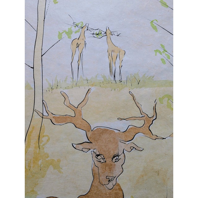 Salvador Dali, The Deer, Original Drypoint Etching with Hand-Colored Stencil on Japon Paper, 1974 For Sale - Image 3 of 12
