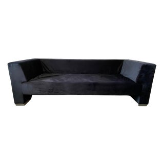 Omnibus 2-Arm Sofa in Black Velvet from Vladimir Kagan, 1990s For Sale