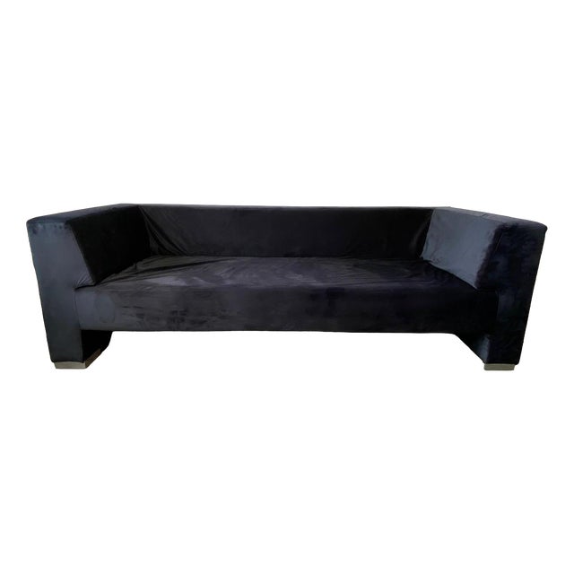 Omnibus 2-Arm Sofa in Black Velvet from Vladimir Kagan, 1990s For Sale
