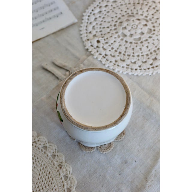 Small Vintage Earthenware Planter with Pink Flower Pattern For Sale - Image 9 of 9