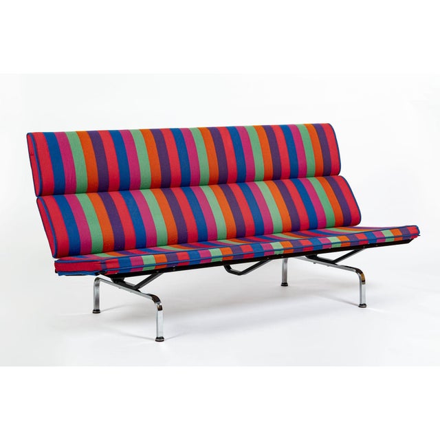 Herman Miller Mid Century Sofa Compact Eames for Herman Miller, Alexander Girard Striped Fabric, 1970s For Sale - Image 4 of 18