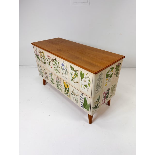1950's Swedish Dresser With Nordens Flora Illustrations For Sale In Boston - Image 6 of 12