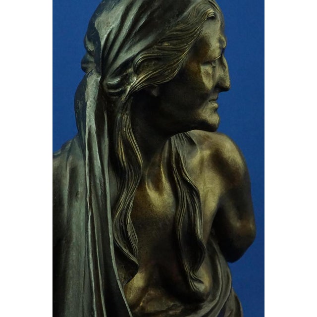 Vincenzo Gemito, Art Nouveau bronze sculpture titled La Sibilla, 19th Century, Naples Italy For Sale - Image 16 of 18