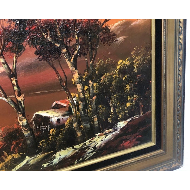 Large Mid-Century Modern Framed Landscape Oil Painting For Sale - Image 4 of 5