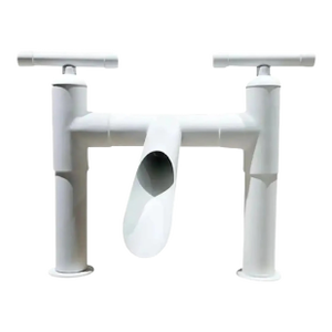 Sonoma Forge Waterbridge Two-Hole Deck-Mount Short-Bridge Waterfall Faucet White, 21st Century