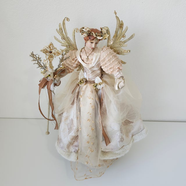 Late 20th Century Available Thru Italian Christmas Angel 31" in Heavenly Regalia Vintage For Sale - Image 5 of 17