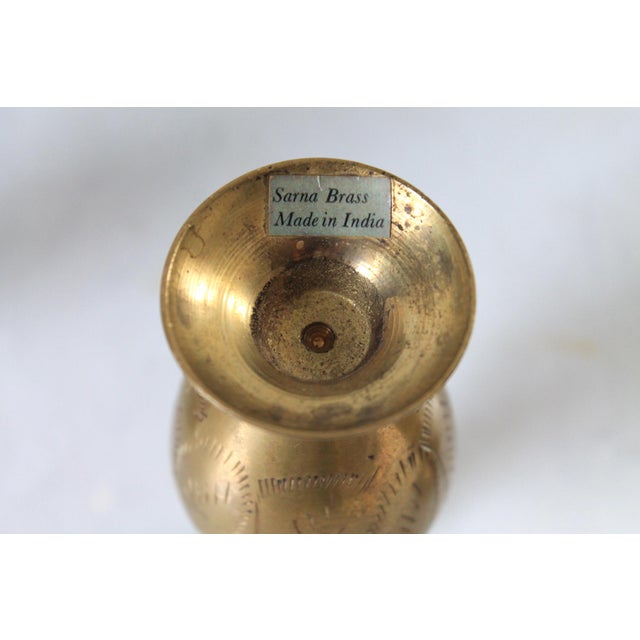 Brass Vintage Etched Brass Bud Vases S/3 For Sale - Image 8 of 8