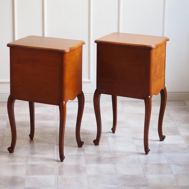 Louis XV Style Cherry Wood Bedside Tables, 1970, Set of 2 For Sale - Image 11 of 11
