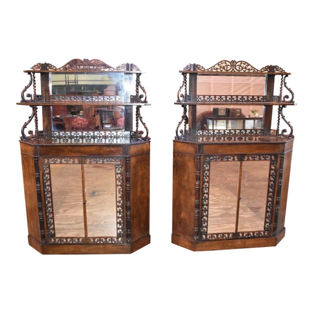 Rosewood Meeks Converted Corner Cabinets-a Pair For Sale