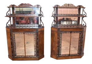 Rosewood Meeks Converted Corner Cabinets-a Pair
