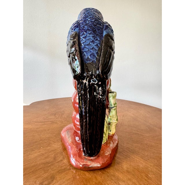 Vintage Italian Majolica Ceramic Parrot 10.5” H For Sale - Image 9 of 12