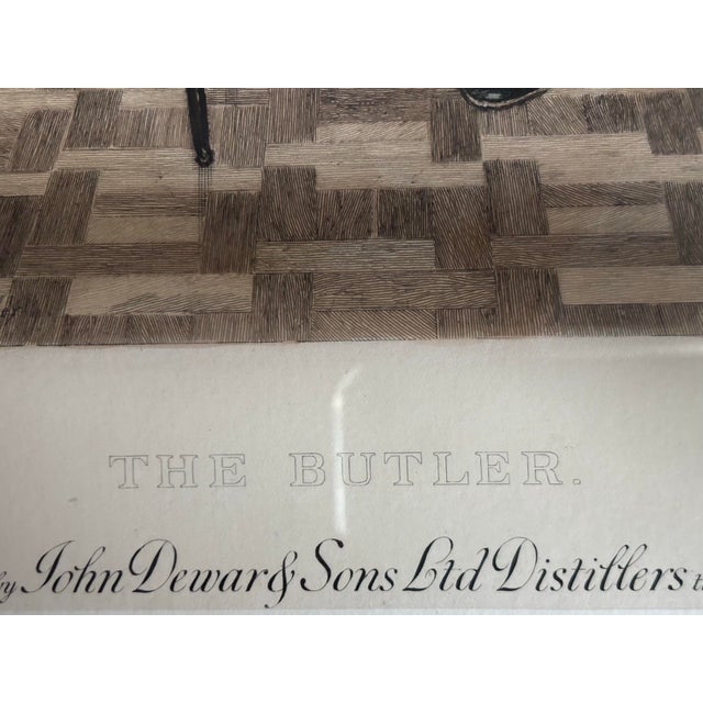 Printmaking Materials The Butler- Antique Etching "The Butler" by o.h. Boucher Circa 1926 London Published Butler Holding Wine Glass & Bottle For Sale - Image 7 of 8