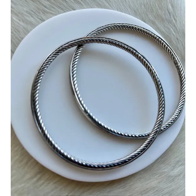 2000 - 2009 David Yurman Inside-Out Cable Bracelet Set of 2 – Sterling Silver, Discontinued, Brand New For Sale - Image 5 of 7