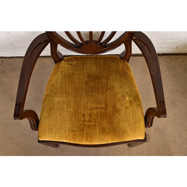 Wood Ethan Allen Federal Mahogany Shield Back Dining Chairs, Set of Six For Sale - Image 7 of 14