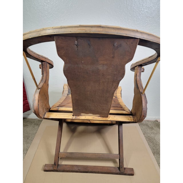 Wood Late 19th Century Antique Bamboo and Wood Horseshoe-Back Armchair For Sale - Image 7 of 12
