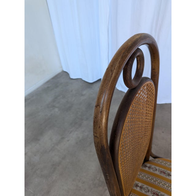 Vintage Bentwood Chair in Fabric and Cane Backrest, Yugoslavia, 1970s For Sale - Image 10 of 18