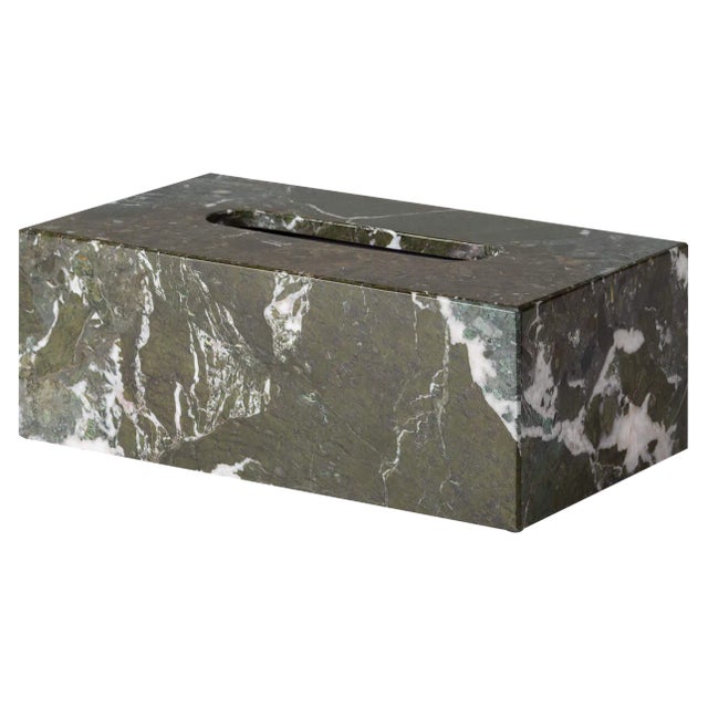 Forest Green Marble Rectangular Tissue Box by Royal Bee Design For Sale