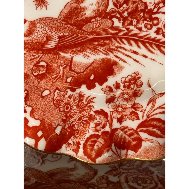 Red Late 20th Century Royal Crown Derby “Red Aves” Fluted Dessert Plates, 8.75” - Set of 12 For Sale - Image 8 of 12
