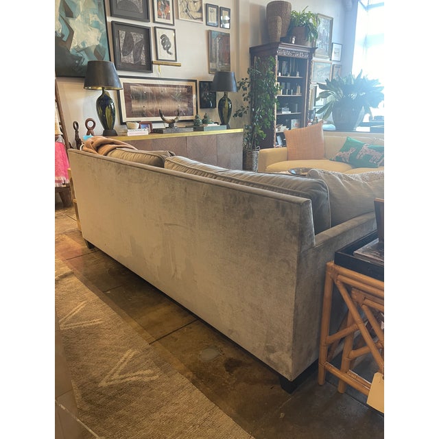 Custom Blue Gray 7 Ft Mohair Sofa For Sale In Los Angeles - Image 6 of 8
