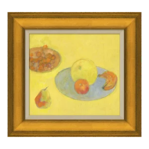 "Apple, Banana, and Grapes on Yellow Background" Original Oil Painting by John Alexander Steele