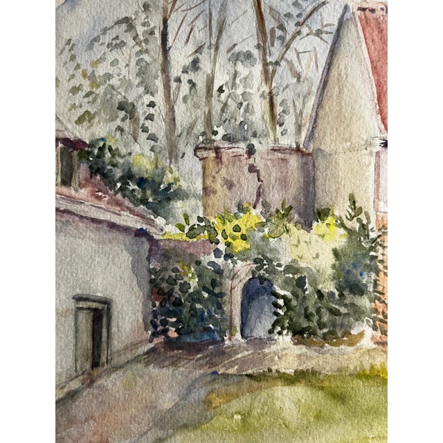 Mid-Century Modern Mid 20th Century Expressionist Rural Landscape Watercolor Paintings - Set of 2 For Sale - Image 3 of 5