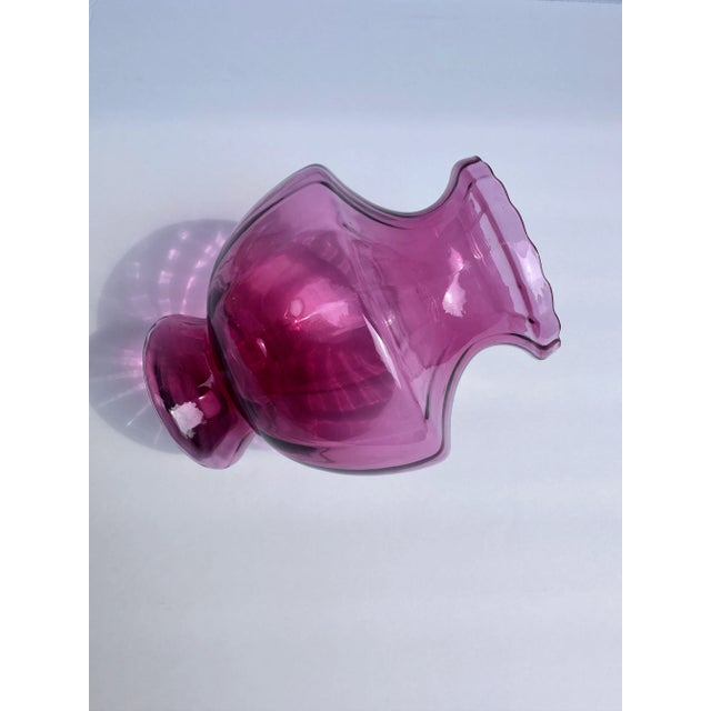 Mid-Century Modern Cranberry Red Optic Art Glass Flower Vase Vintage Mid 20th Century by Pilgrim For Sale - Image 3 of 9