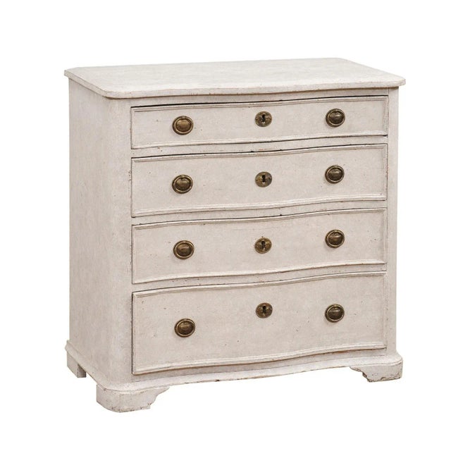 Late 19th Century Danish 1880s Off White Painted Serpentine Front Chest with Graduated Drawers For Sale - Image 5 of 12