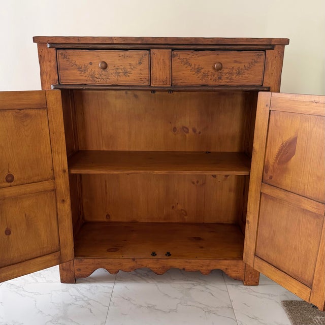 1990s Wood Jelly Cupboard Cabinet Pyrography Style For Sale - Image 10 of 11